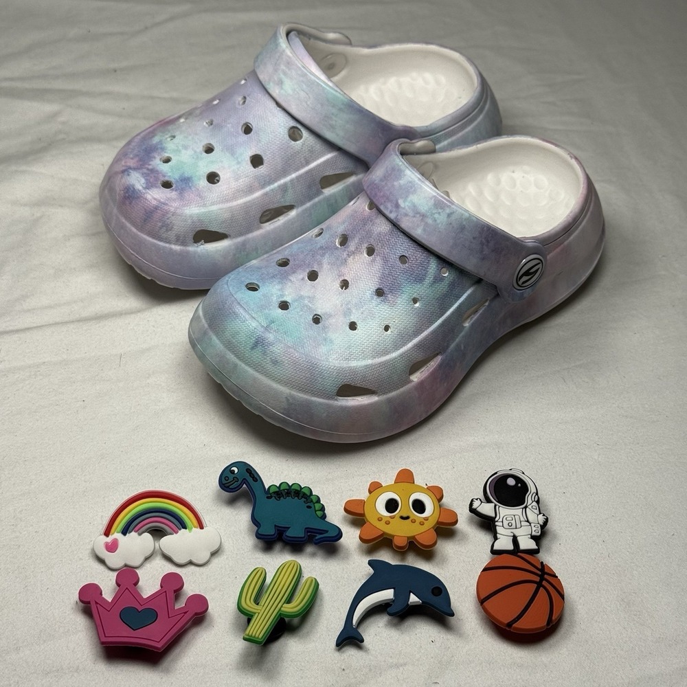 Girls Tie Dye Clogs Toddler US 8 EU 24 Slip On Sandalsโ Lightweight Cute
